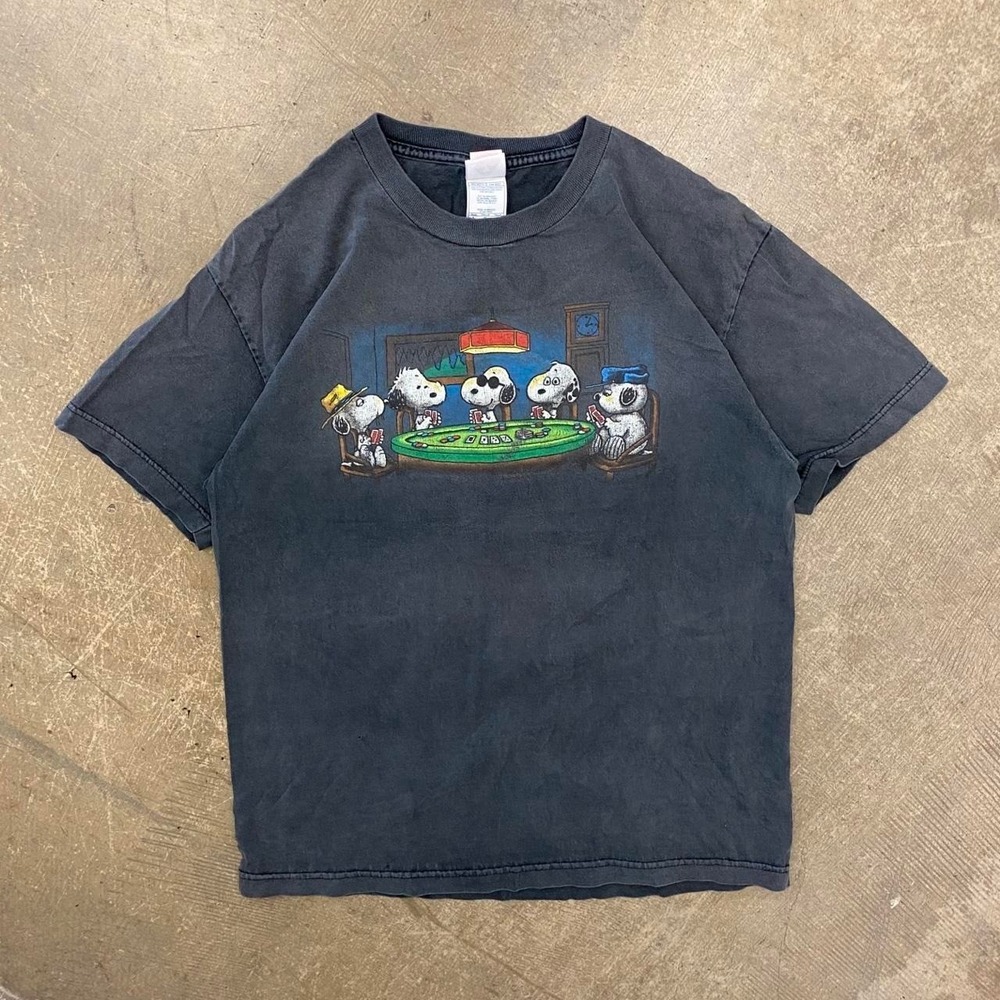 Vintage Peanuts Snoopy Poker 90s Cartoon T-Shirt Size Large